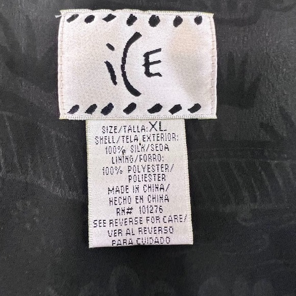 Y2K Silk Sheer Blouse Black White Graphic Boho Fairycore Top XL Flowy - Picture 3 of 8